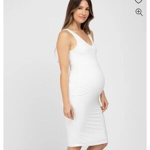 Pinkblush White Midi Maternity Dress